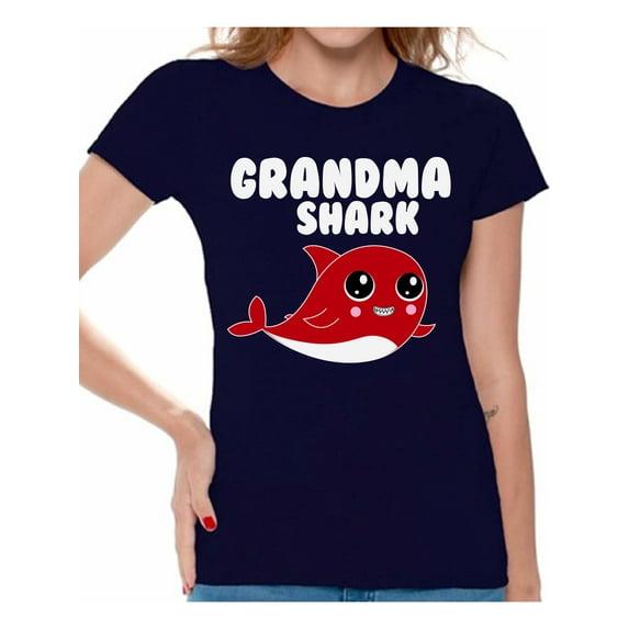 Awkward Styles Grandma Shark T-shirt Shark Family Shirt for Women Family Vacation Shirts Shark Gifts for Her Matching Shark Tshirts for Family Shark Themed Party Outfit Shark Gifts for Grandmom