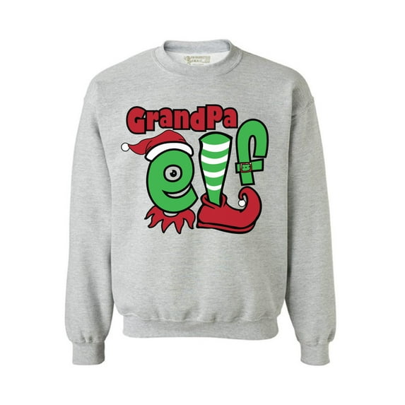 Awkward Styles Grandpa Elf Christmas Sweatshirt Family Elf Christmas Sweater for Grandpa Funny Elf Suit Christmas Sweater Elf Grandpa Christmas Holiday Sweatshirt Grandparents Christmas Gift Idea