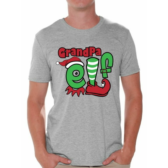 Awkward Styles Grandpa Elf Shirt Family Elf Christmas Tshirts for Grandpa Funny Elf Grandpa Christmas Shirt Grandpa Elf Christmas Holiday Top Elf Shirt for Men Xmas Holiday Gifts for Grandpa