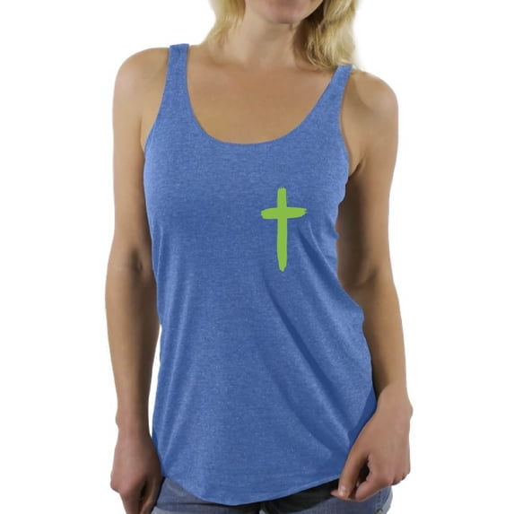 Awkward Styles Green Cross Racerback Tank Tops for Women Christian Clothes for Ladies Jesus Womens Racerback Tank Top Jesus Clothing Christian Cross Tanks T Shirt for Her Cross Ladies Shirt