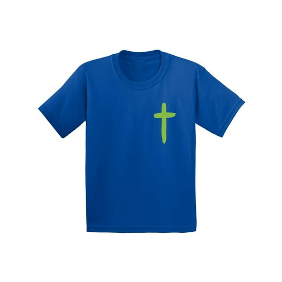 Awkward Styles Green Cross Youth Shirt Christian T Shirt for Boys Christian Cross Shirts for Girls Jesus T-Shirt for Children Christian Cross Gifts Jesus Clothing for Children Cross T-Shirt for Kids
