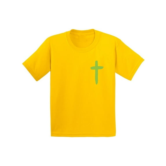 Awkward Styles Green Cross Youth Shirt Christian T Shirt for Boys Christian Cross Shirts for Girls Jesus T-Shirt for Children Christian Cross Gifts Jesus Clothing for Children Cross T-Shirt for Kids