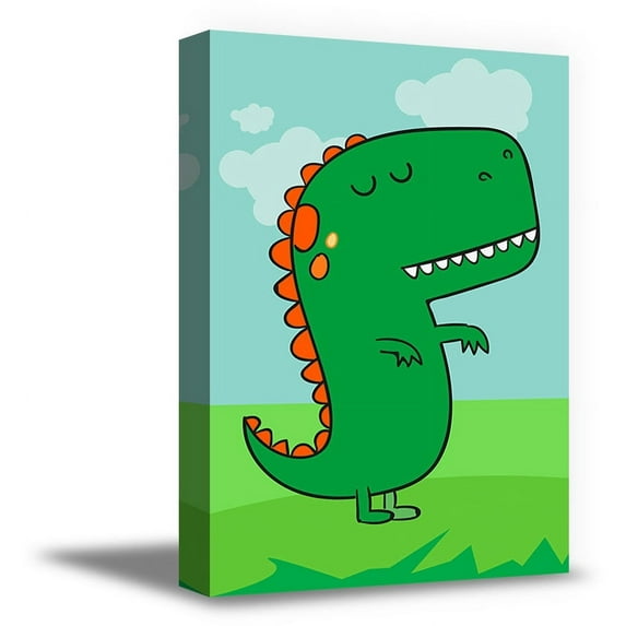 Awkward Styles Green Dinosaur Ready to Hang Picture Trex Canvas Art Kids Room Wall Art Nursery Room Decor T Rex Prints for Kids Room Newborn Baby Room Wall Decor Trex Wallpapers Made in USA
