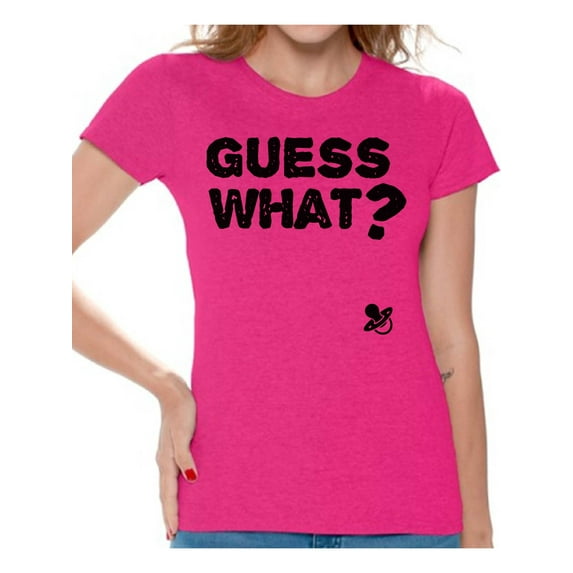 Awkward Styles Guess What Tshirt for Girlfriend I'm Pregnant Shirts Clothes for Ladies Womens Pregnancy Announcement T-Shirt for Ladies Pregnancy T-Shirt for Her Pregnancy Reveal Shirts for Women