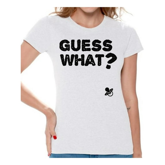 Awkward Styles Guess What Tshirt for Girlfriend I'm Pregnant Shirts Clothes for Ladies Womens Pregnancy Announcement T-Shirt for Ladies Pregnancy T-Shirt for Her Pregnancy Reveal Shirts for Women