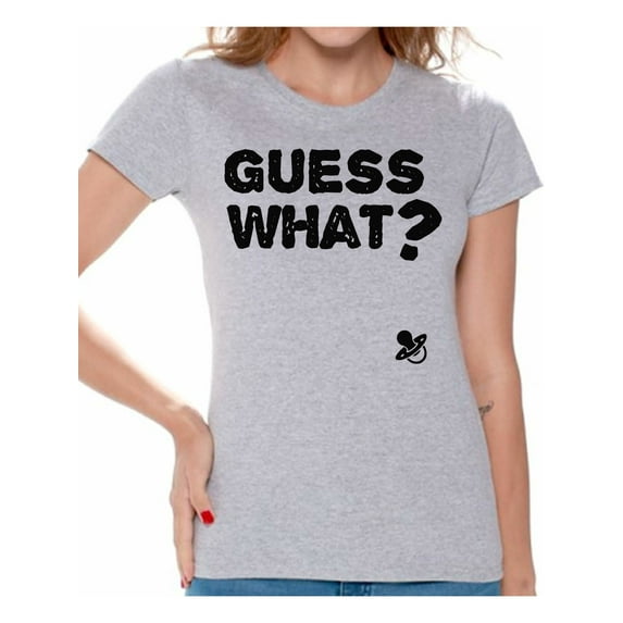 Awkward Styles Guess What Tshirt for Girlfriend I'm Pregnant Shirts Clothes for Ladies Womens Pregnancy Announcement T-Shirt for Ladies Pregnancy T-Shirt for Her Pregnancy Reveal Shirts for Women