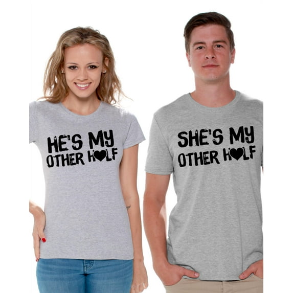 Awkward Styles He's My Other Half She's My Other Half Couples Shirt Cute Couples Matching Shirts Valentine's Day Love Gifts for Couples He's Mine She's Mine T Shirts Heart Couples Matching Shirts