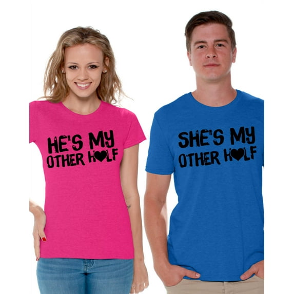 Awkward Styles He's My Other Half She's My Other Half Couples Shirt Cute Couples Matching Shirts Valentine's Day Love Gifts for Couples He's Mine She's Mine T Shirts Heart Couples Matching Shirts