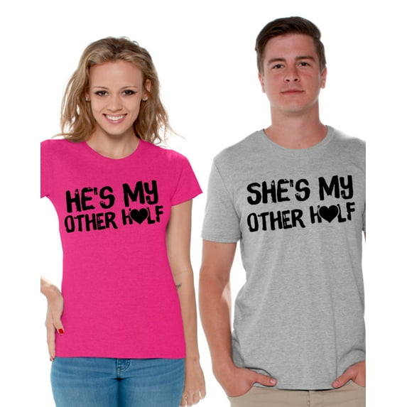 Awkward Styles He's My Other Half She's My Other Half Couples Shirt Cute Couples Matching Shirts Valentine's Day Love Gifts for Couples He's Mine She's Mine T Shirts Heart Couples Matching Shirts