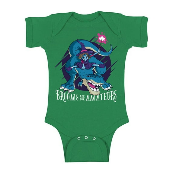 Awkward Styles Halloween Baby Bodysuit Witch on Dinosaur Romper