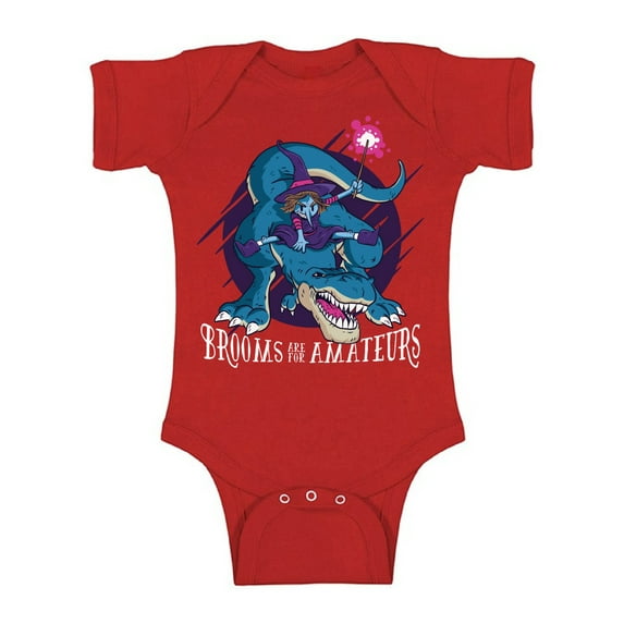 Awkward Styles Halloween Baby Bodysuit Witch on Dinosaur Romper