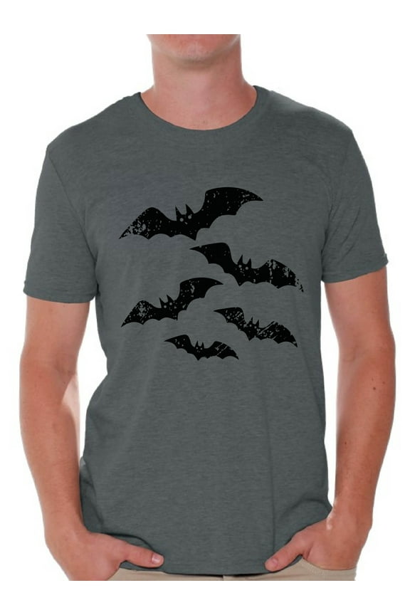 Halloween Bats Tshirt Men's Halloween Shirt Scary Bats T Shirt Dia de los Muertos Shirts for Men Day of the Dead Gifts for Him Halloween Holiday Outfit Trick or Treat Men's Shirt