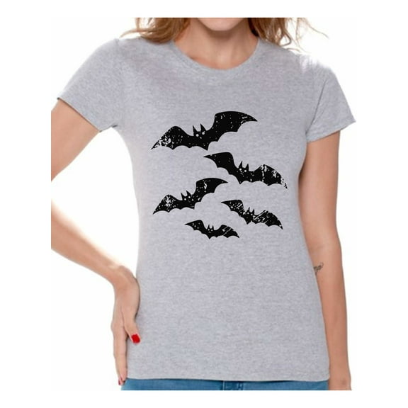 Awkward Styles Halloween Bats Tshirt Women's Halloween Shirt Scary Bats T Shirt Dia de los Muertos Shirts for Women Day of the Dead Gifts for Her Halloween Holiday Outfit Trick or Treat Women's Shirt