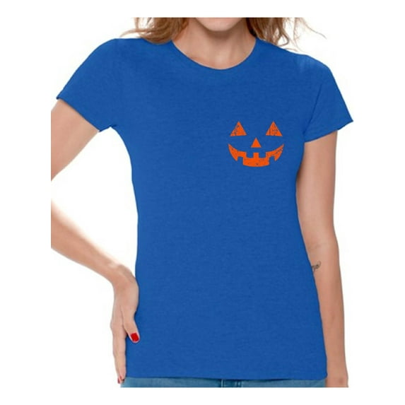 Awkward Styles Halloween Jack O'Lantern Pumpkin Shirt for Women Pumpkin Face T-Shirt Silly Halloween Tee for Women Cute and Easy Halloween Costume Shirt for Ladies