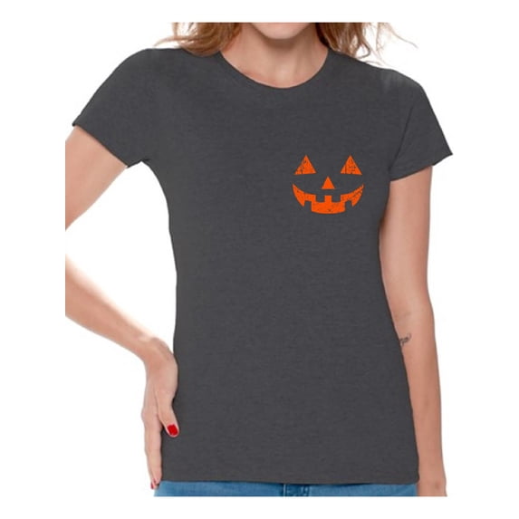 Awkward Styles Halloween Pumpkin Face Tshirt Women's Halloween Shirt Spooky T-Shirt Halloween Shirts for Women Jack-O'-Lantern T-Shirt Halloween Pumpkin T Shirt Scary Gifts for Her Pumpkin Shirts