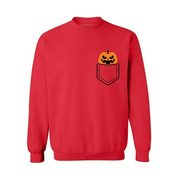 Awkward Styles Halloween Pumpkin Pocket Sweatshirt Halloween Patch Sweater for Men Halloween Sweater for Women Spooky Gifts Jack-O'-Lantern Pocket Sweatshirt Cute Pumpkin Face Pocket Sweater