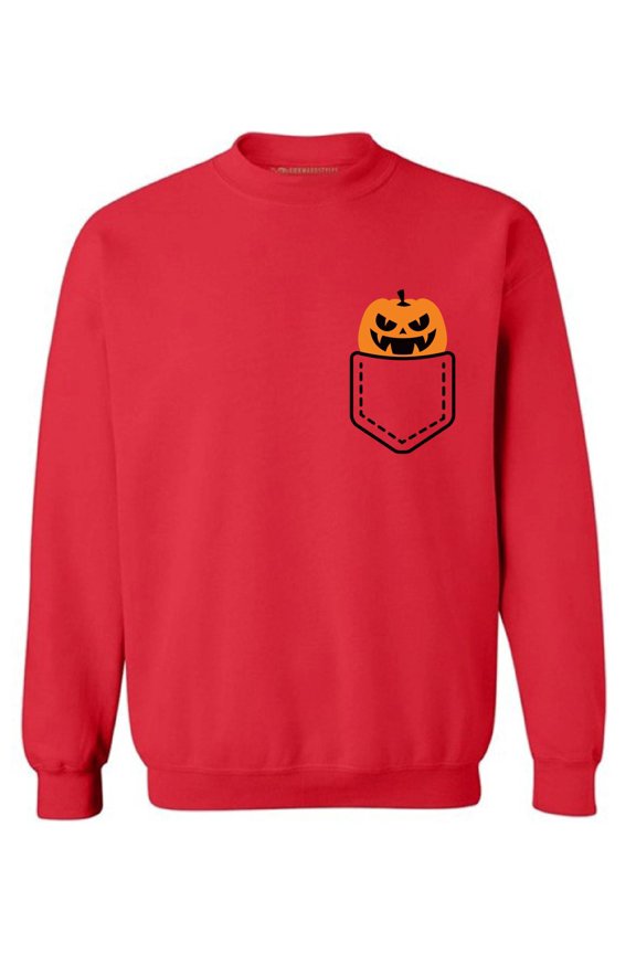 Halloween Pumpkin Pocket Sweatshirt Halloween Patch Sweater for Men Halloween Sweater for Women Spooky Gifts Jack-O'-Lantern Pocket Sweatshirt Cute Pumpkin Face Pocket Sweater