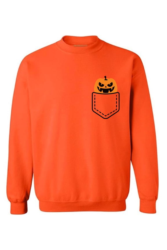 Halloween Pumpkin Pocket Sweatshirt Halloween Patch Sweater for Men Halloween Sweater for Women Spooky Gifts Jack-O'-Lantern Pocket Sweatshirt Cute Pumpkin Face Pocket Sweater