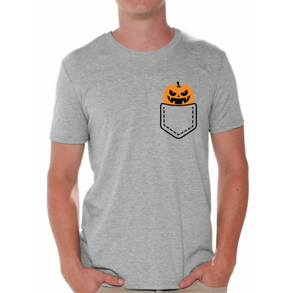 Awkward Styles Halloween Pumpkin Pocket Tshirt Halloween Shirt for Men Jack-O'-Lantern Pumpkin Pocket Shirt Pumpkin Patch Men's Tshirt Halloween Costume T Shirt Spooky Gifts Pumpkin Face Shirt
