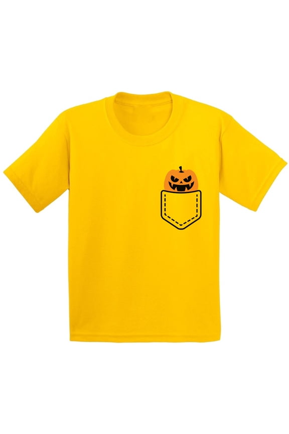 Halloween Pumpkin Pocket Tshirt Halloween Shirt for Kids Jack-O'-Lantern Pumpkin Pocket Shirt Pumpkin Patch Kids Tshirt Halloween Costume T Shirt Spooky Gifts Pumpkin Face Shirt