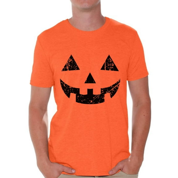 Awkward Styles Halloween Pumpkin Tshirt Jack-O'-Lantern Shirt Halloween Shirt for Men Dia de los Muertos T Shirt Funny Pumpkin Face T-Shirt Men's Halloween Party Shirt Day of the Dead Gifts for Him