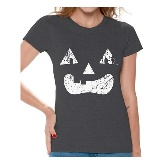 Awkward Styles Halloween Shirts For Women Jack O Lantern Tshirt Halloween Gifts For Her Pumpkin Face Shirt Spooky Tops