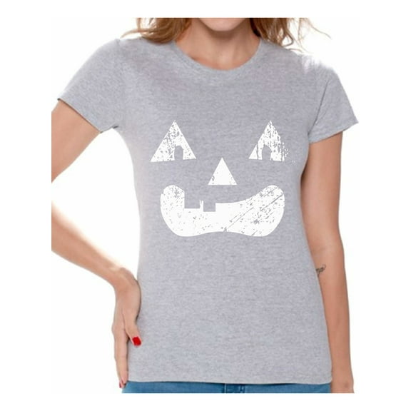 Awkward Styles Halloween Shirts For Women Jack O Lantern Tshirt Halloween Gifts For Her Pumpkin Face Shirt Spooky Tops