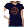 thumbnail image 1 of Awkward Styles Halloween Shirts for Women Funny Sugar Pumpkin Trick or Treating Shirt Orange Pumpkin Halloween Design Spooky Sugar Skull Funny Halloween Outfit, 1 of 4