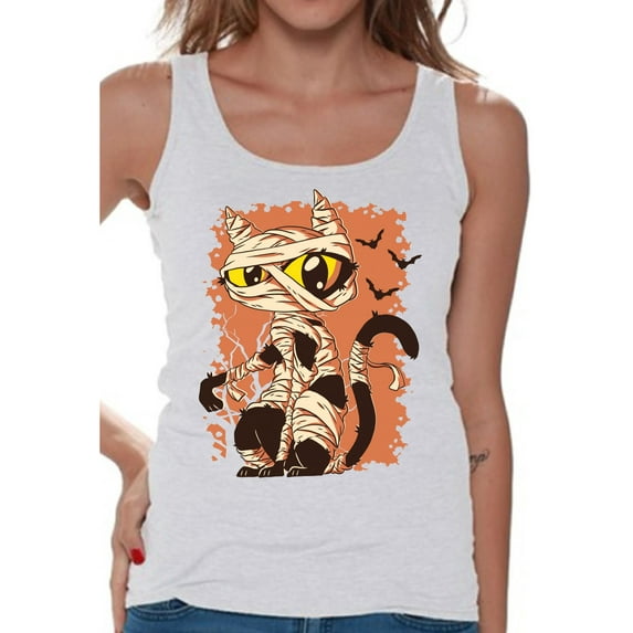 Awkward Styles Halloween Sleeveless Shirt Mummy Cat Tank Top for Women