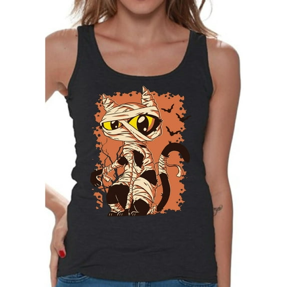 Awkward Styles Halloween Sleeveless Shirt Mummy Cat Tank Top for Women