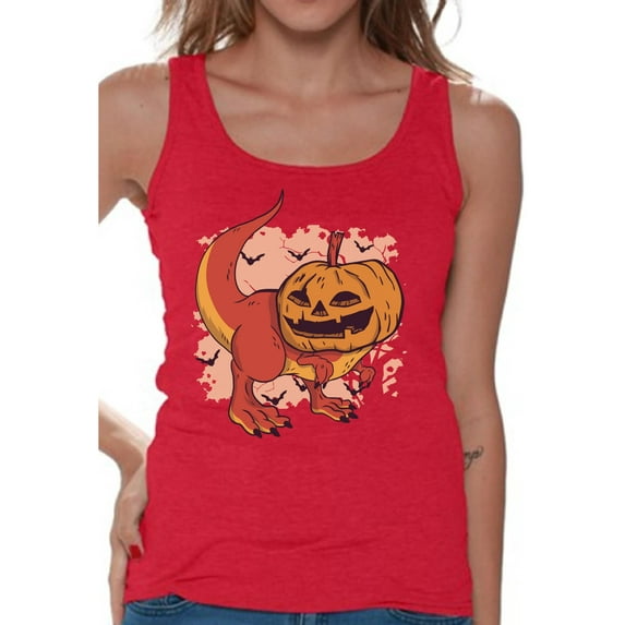 Awkward Styles Halloween Sleeveless Shirt Pumpkin Dinosaur Tank Top for Women