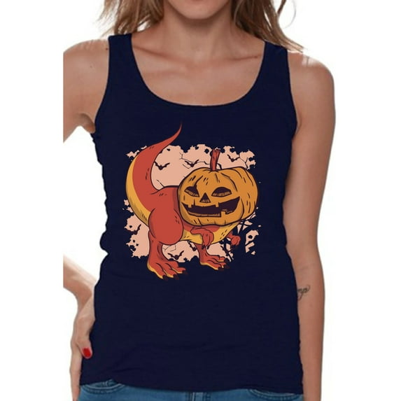 Awkward Styles Halloween Sleeveless Shirt Pumpkin Dinosaur Tank Top for Women