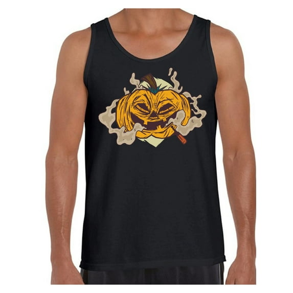 Awkward Styles Halloween Sleeveless Shirt Smoking Pumpkin Tank Top for Men