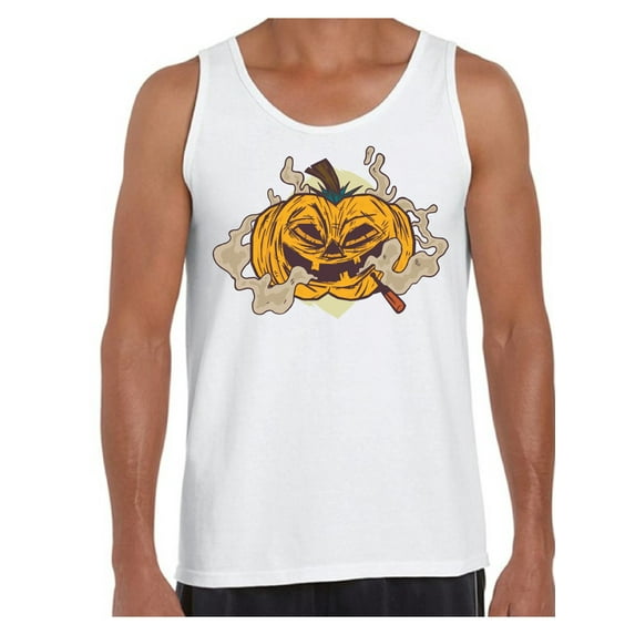 Awkward Styles Halloween Sleeveless Shirt Smoking Pumpkin Tank Top for Men