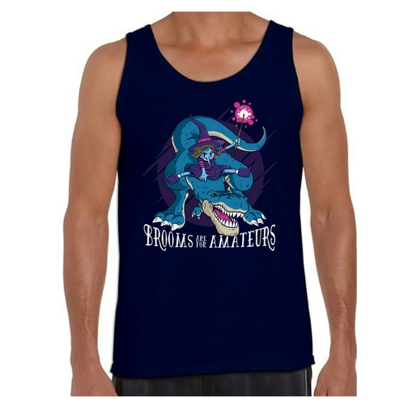 Awkward Styles Halloween Sleeveless Shirt Witch on Dinosaur Tank Top for Men