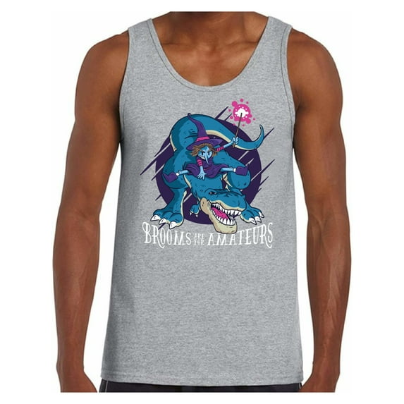Awkward Styles Halloween Sleeveless Shirt Witch on Dinosaur Tank Top for Men