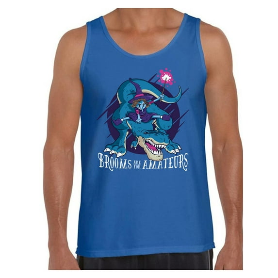 Awkward Styles Halloween Sleeveless Shirt Witch on Dinosaur Tank Top for Men