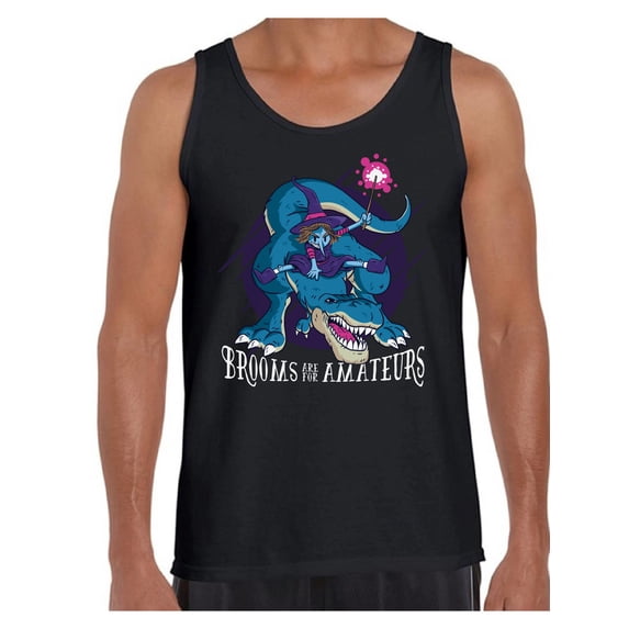 Awkward Styles Halloween Sleeveless Shirt Witch on Dinosaur Tank Top for Men