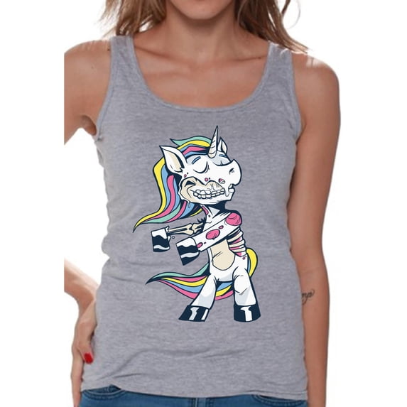 Awkward Styles Halloween Sleeveless Shirt Zombie Unicorn Tank Top for Women