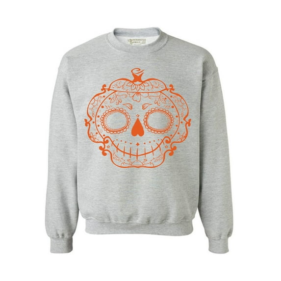 Awkward Styles Halloween Sugar Pumpkin Sweatshirt Sugar Skull Sweater for Men and Women Halloween Pumpkin Outfit Funny Halloween Sweaters Spooky Gifts Cute Halloween Sweatshirt Holiday Sweater