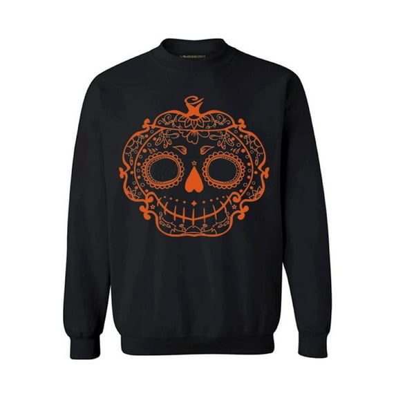Awkward Styles Halloween Sugar Pumpkin Sweatshirt Sugar Skull Sweater for Men and Women Halloween Pumpkin Outfit Funny Halloween Sweaters Spooky Gifts Cute Halloween Sweatshirt Holiday Sweater