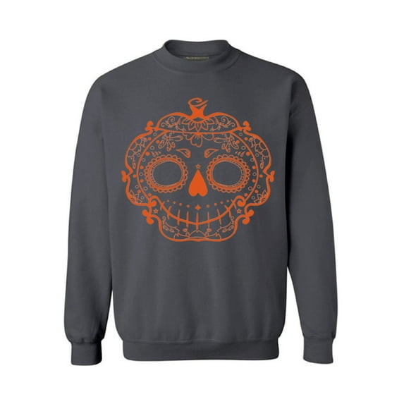 Awkward Styles Halloween Sugar Pumpkin Sweatshirt Sugar Skull Sweater for Men and Women Halloween Pumpkin Outfit Funny Halloween Sweaters Spooky Gifts Cute Halloween Sweatshirt Holiday Sweater