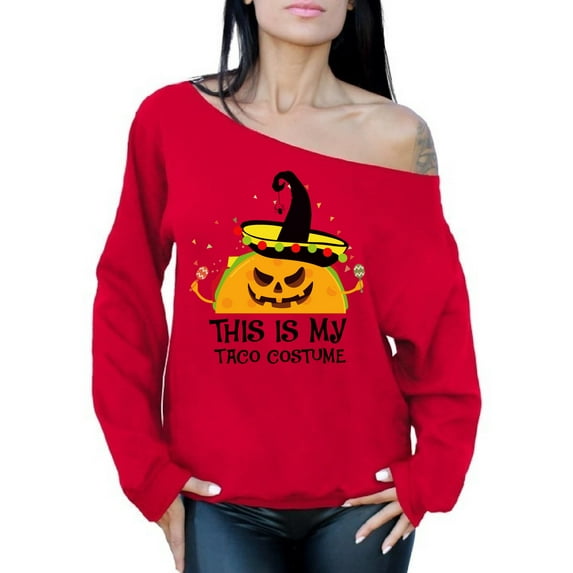 Awkward Styles Halloween Sweatshirt Taco Off Shoulder Tops for Women