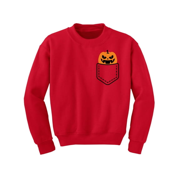 Awkward Styles Halloween Sweatshirt for Boys Girls Youth Angry Pumpkin Crewneck Tops for Kids Pocket Print
