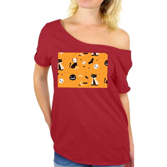 Awkward Styles Halloween T Shirt Fall Print Off Shoulder Tops for Women