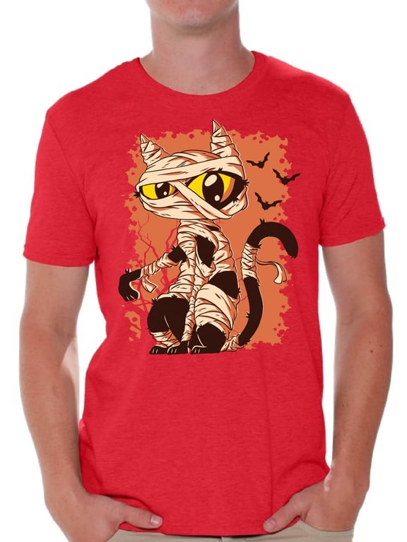 Halloween T-Shirt Mummy Cat Shirts for Men