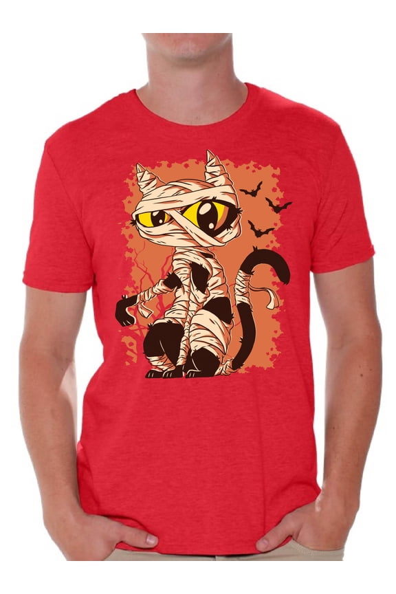 Halloween T-Shirt Mummy Cat Shirts for Men