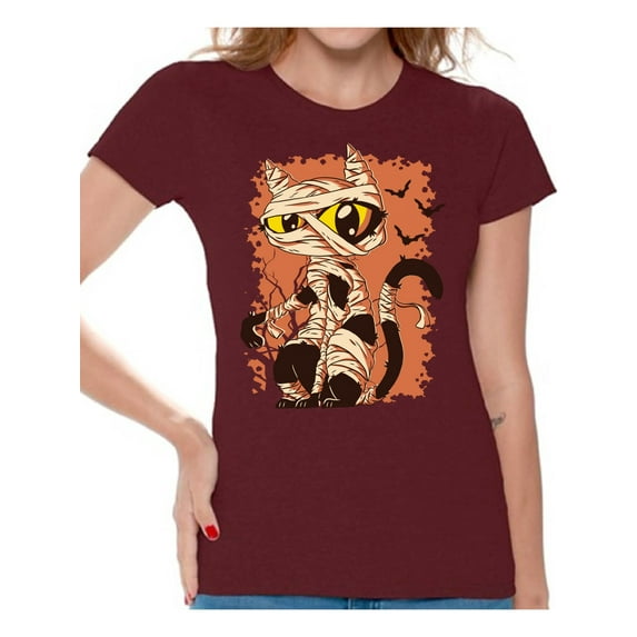 Awkward Styles Halloween T-Shirt Mummy Cat Shirts for Women
