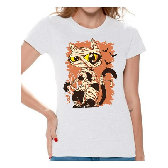 Awkward Styles Halloween T-Shirt Mummy Cat Shirts for Women