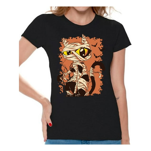 Awkward Styles Halloween T-Shirt Mummy Cat Shirts for Women